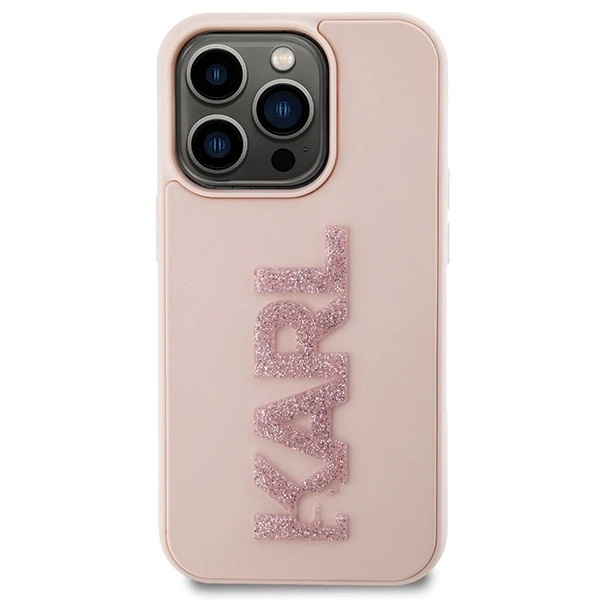 Etui Karl Lagerfeld KLHCP15L3DMBKCP do iPhone 15 Pro 6.1" różowy/pink hardcase 3D Rubber Glitter Logo