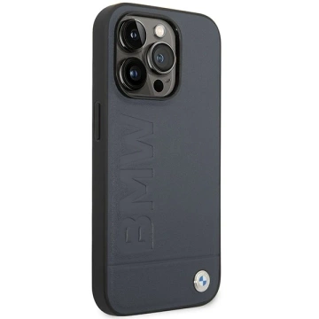 BMW BMHMP14LSLLNA Puzdro na telefón pre Apple iPhone 14 Pro 6,1" námornícke/námornícke pevné puzdro Leather Hot Stamp MagSafe