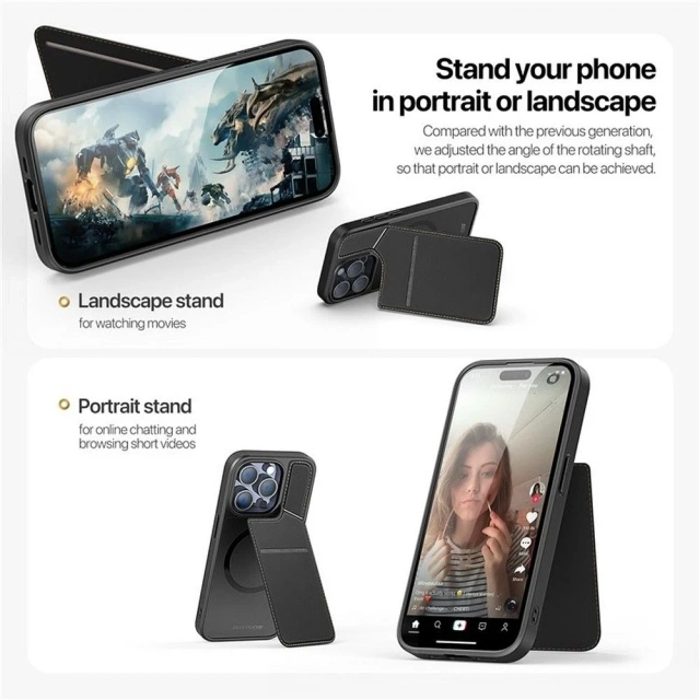 DUX DUCIS Rafi II Mag - zadní kryt pouzdra se stojánkem, kompatibilní s MagSafe pro iPhone 15 Pro