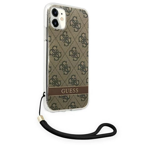 Etui Guess GUOHCN61H4STW do Apple iPhone 11 6,1" brązowy/brown hardcase 4G Print Strap