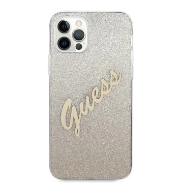 Guess GUHCP12LPCUGLSGO iPhone 12 Pro Max 6,7" zlatý/zlatý pevný obal Glitter Gradient Script