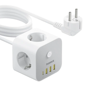 Kostka zasilająca Baseus PowerCombo 7w1 4000W 20W USB-C Biała