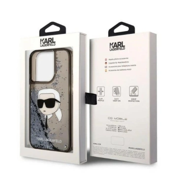 Etui Karl Lagerfeld KLHCP14XLNKHCK na iPhone 14 Pro Max 6,7" pevné puzdro Glitter Karl Head čierne/čierne