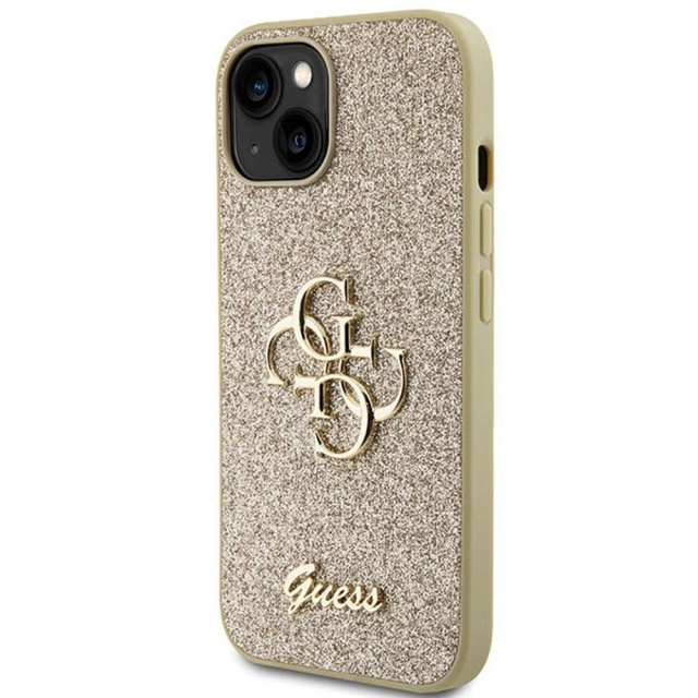Original GUESS Hardcase GUHCP15SHG4SGD Hülle für iPhone 15 (Fixed Glitter Big 4G / Gold)