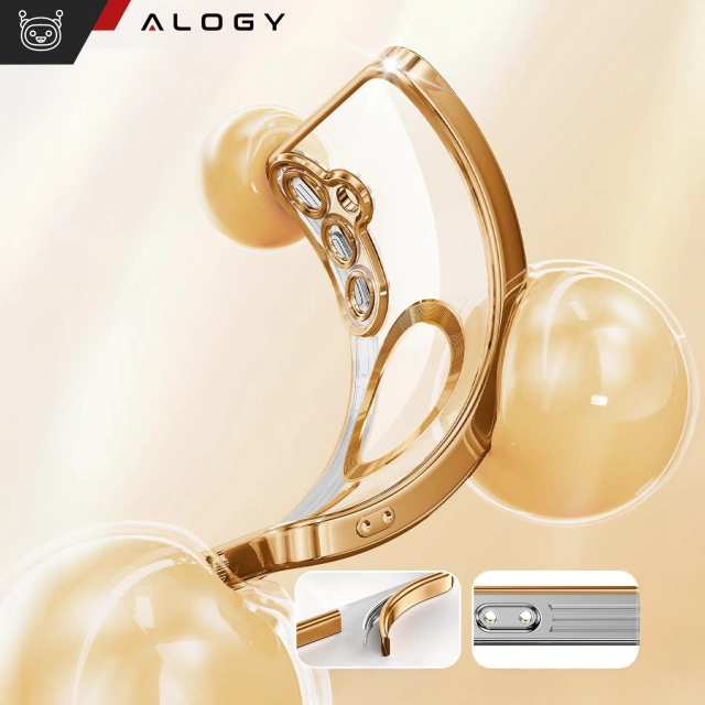 MagSafe Case for Apple iPhone 16 Pro Max Alogy Glamour Luxury Ring Case Gold-Transparent