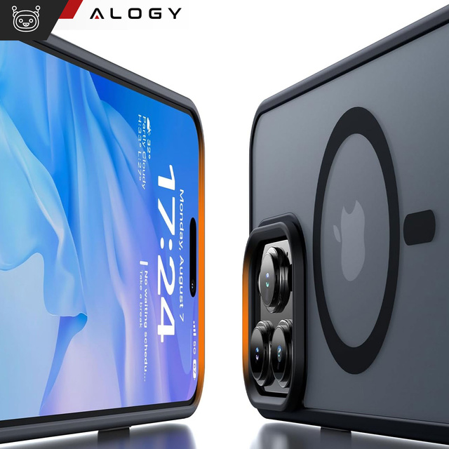 Case for iPhone 15 Pro MagSafe Matt Case Cover frosted Alogy Ring armored phone case Black