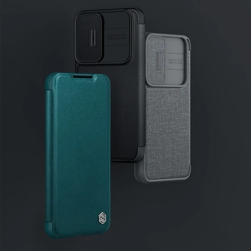 Nillkin Qin Cloth Pro Case Cover pro Samsung Galaxy S23 Flip Cover Kryt fotoaparátu modrý