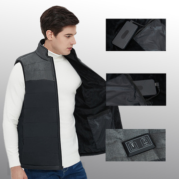 Beheizte Weste, beheizbar, für Damen und Herren, gesteppt, ärmellos, elektrische Jacke, Unisex, Größe L, Winter, warm, Schwarz, Grau