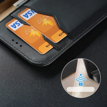 Dux Ducis Hivo Leather Flip Cover Originální kožená peněženka na karty a dokumenty iPhone 14 Hnědá