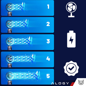 Ventilátor, ruční stolní ventilátor, Alogy, bezdrátový, přenosný, stojící se stojánkem na telefon, tmavě modrá