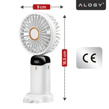 Бездротовий портативний настільний вентилятор Alogy CoolBreeze™ з тримачем для телефону, зарядкою USB-C, акумулятором 18650 – білий
