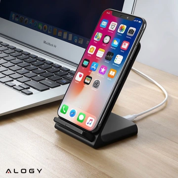 Alogy Qi Stand Charger kabelloses Induktionsladegerät für Telefonständer-Ladestation 15 W Schwarz