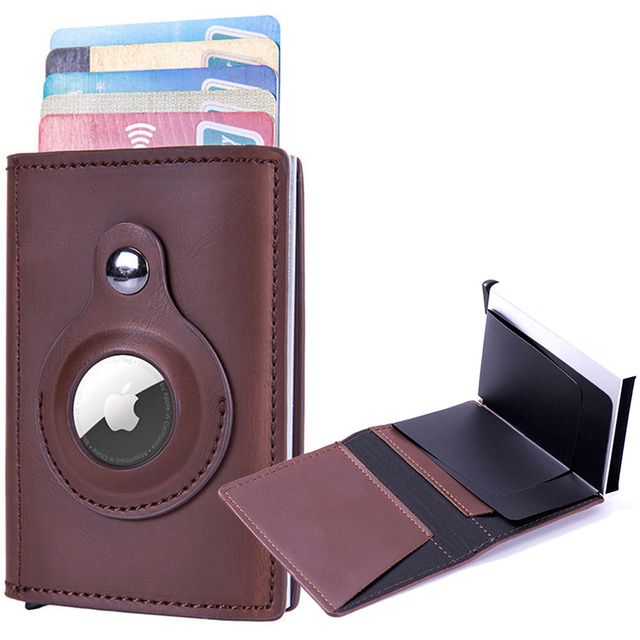 Portfel na dokumenty Alogy Smart Wallet z miejscem na AirTag Air Tag na karty gotówkę ochrona RFID Brązowy