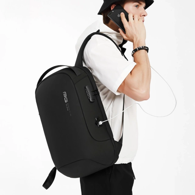 Водонепроникний рюкзак Bange для ноутбука 15.6", city traveler, 45х30х16 см, для роботи, літака, чоловічий, жіночий, з USB портом Чорний