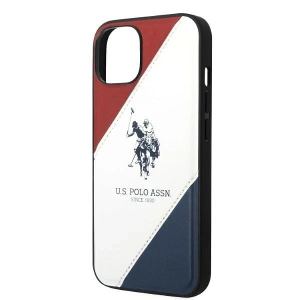 Puzdro US Polo Tricolor Embossed na iPhone 14 Plus 6,7" bielo/biele