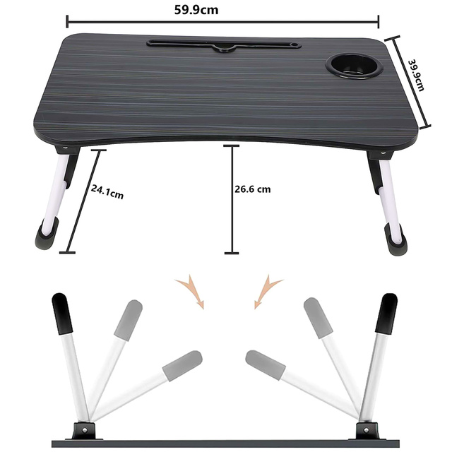 Prenosný skladací stolík na notebook Stolík na notebook pre Bed Breakfast Stojan na notebook MacBook Black