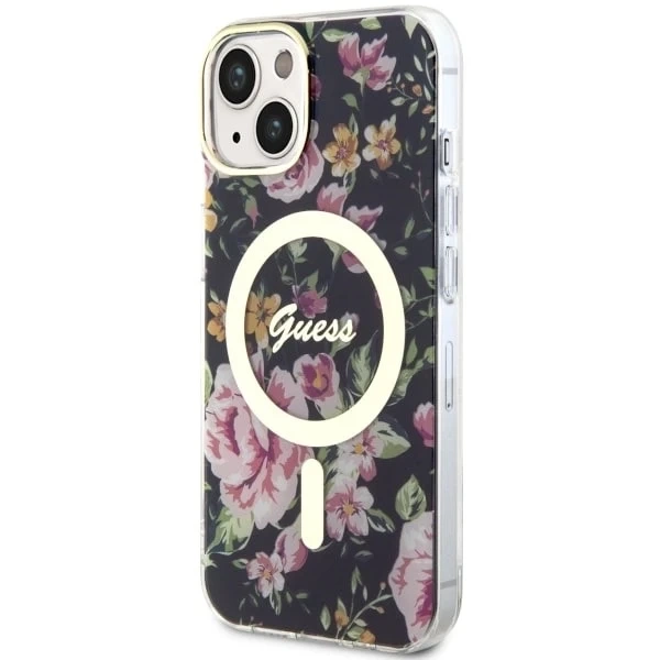 Etui Guess GUHMP14SHCFWSK pro iPhone 14 6,1" pevný obal Flower MagSafe