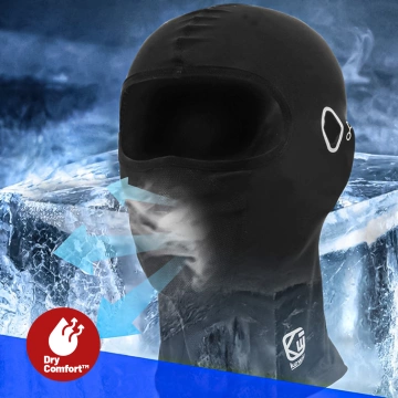 Kewig Motorcycle Balaclava Breathable and Windproof, Under Helmet for Motorcycles and Scooters, Quick-Drying, Moisture-Wicking, Antibacterial and UV Protection - Black