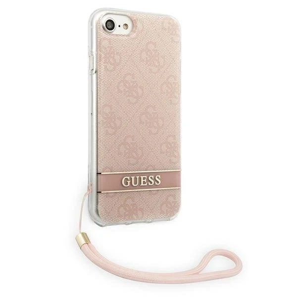 Guess phone case for iPhone SE 2022 / SE 2020 / 7/ 8 pink/pink hardcase 4G Print Strap