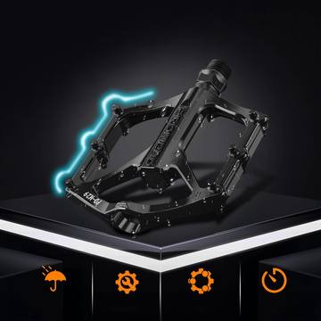 Platform bicycle pedals for MTB bicycles, aluminum 9/16" Black aluminum set [2 pcs.]