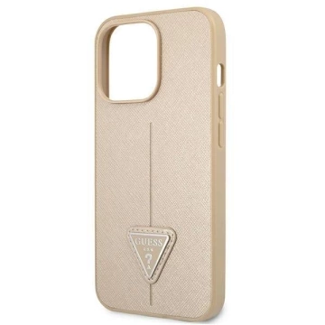 Guess GUHCP13LPSATLE iPhone 13 Pro / 13 6,1" beżowy/бежевий твердий чохол SaffianoTriangle Logo