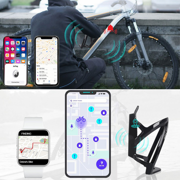 Koš na láhev na vodu, pití, voda, držák na kolo, univerzální držák na láhev, s prostorem pro Airtag, černá