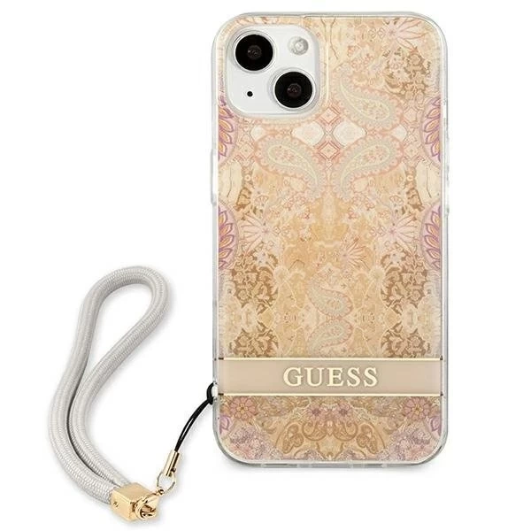 Guess GUHCP13SHFLSD iPhone 13 mini 5,4" złoty/gold Hardcase Flower Strap