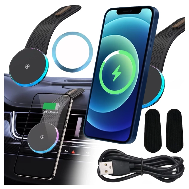 Alogy Kfz-Halterung für MagSafe mit 2-in-1-Induktionsladefunktion (15 W), Schwarz