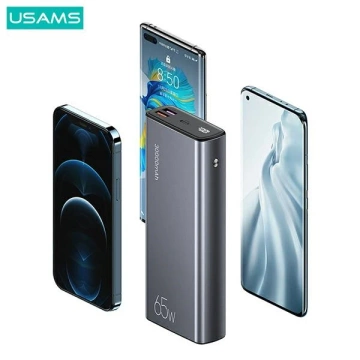 USAMS Powerbank PB59 30000mAh 65W 2xQC3.0 PD Schnellladung Czarny/Schwarz CMXLOGTC01 (US-CD165) Kabel USB-C-USB-C