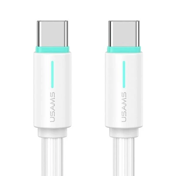 Kábel USAMS SJ734 USB-C na USB-C 1 m, 60 W, biely, séria YU, odolný a rýchly