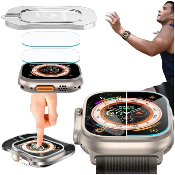 Gehärtetes Glas für Apple Watch Ultra 2 / Ultra 49 mm Displayschutz Alogy Protector 9H mit Positionierungsrahmen