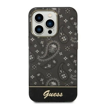 Etui Guess GUHCP14LHGBNHK do Apple iPhone 14 Pro 6,1" čierne/čierne pevné puzdro Bandana Paisley
