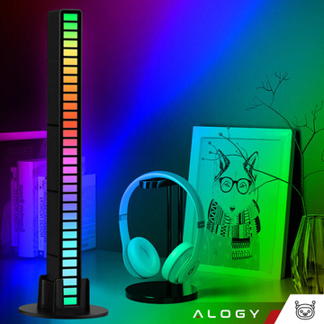 RGB LED lampa USB lampa bliká do rytmu hudby Smart Bar 18cm barevný 32bit Gaming Alogy Black