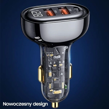 USAMS Car charger 2xUSB 1xUSB-C 125W Fast Charge transparent black CC158CC01 (US-CC158)
