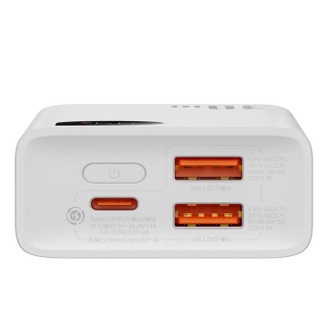 Powerbanka Baseus Adaman2 s digitálnym displejom 2x USB-A / 1x USB-C 10000mAh 30W - biela