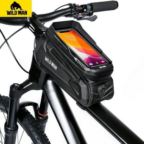 Wildman 1.2L Waterproof Bike Bag Black with Headphone Port