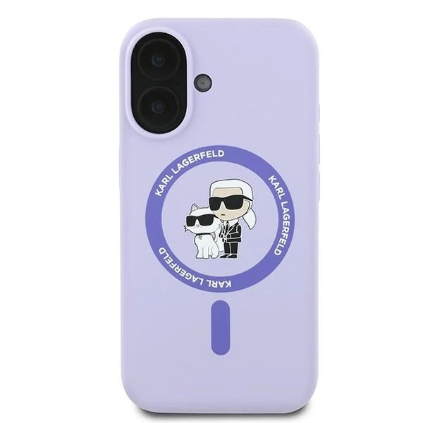 Puzdro Karl Lagerfeld pre iPhone 16 6.1" Purple MagSafe Hardcase Silicone Karl