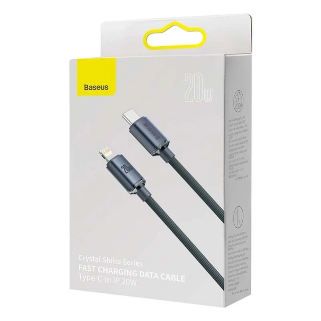 Kabel USB-C für Lightning Baseus Crystal, 20W, PD, 1.2m (schwarz)