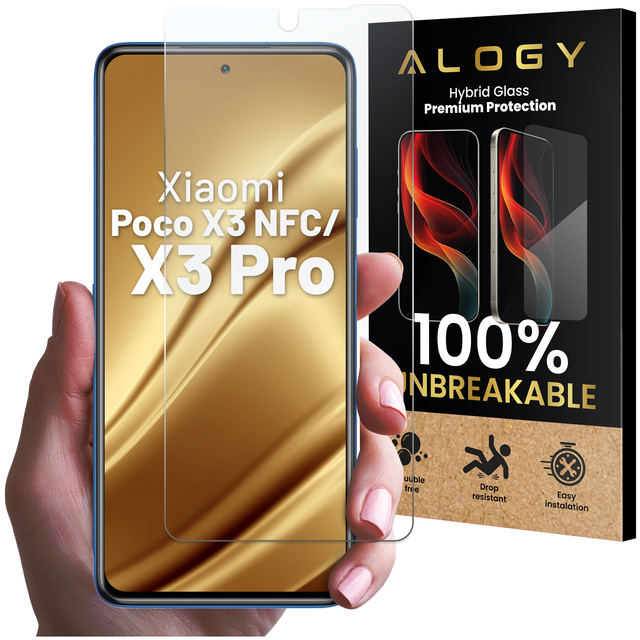 Hybrid Glass for Xiaomi Poco X3 NFC / X3 Pro for Alogy Flexi Glass 9H Case Friendly Flat Screen Protector