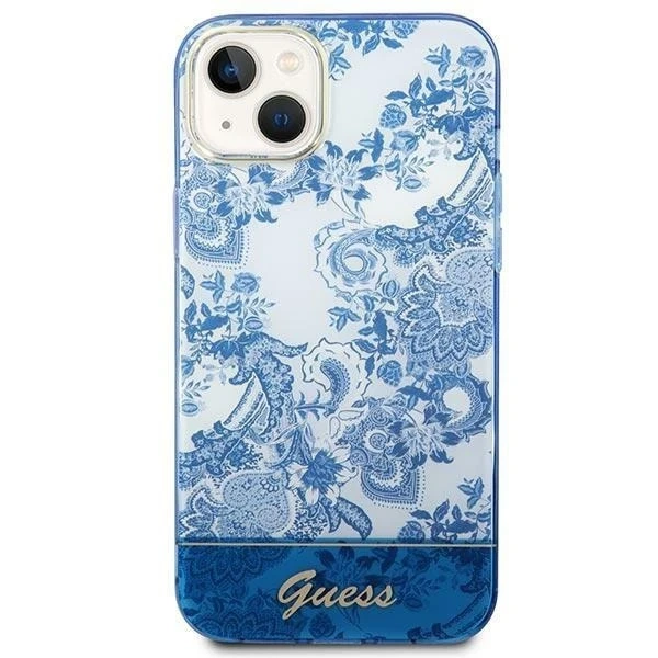 "Etui Guess GUHCP14MHGPLHB do Apple iPhone 14 Plus 6,7\" niebieski/modré pevné puzdro Porcelain Collection"