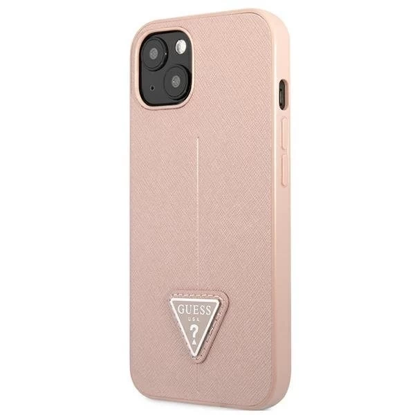 Guess GUHCP13SPSATLP iPhone 13 mini 5,4" růžové / růžové pevné pouzdro SaffianoTriangle Logo