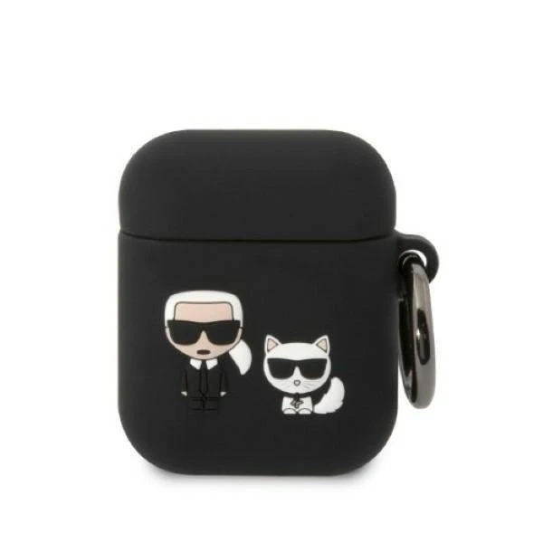 Karl Lagerfeld ochranné pouzdro na sluchátka pro AirPods 1/2 kryt černý/černý Silikon Karl
