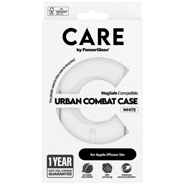 Pouzdro na iPhone 16e CARE od PanzerGlass Flagship Urban Combat White QI