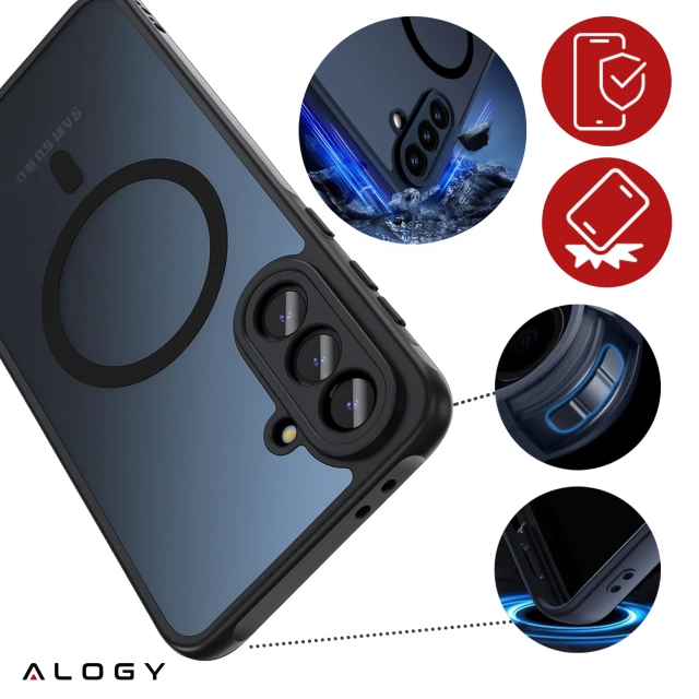 Etui do Samsung Galaxy A36 5G obudowa ochronna na telefon Alogy Matte HybridShield™️ Case Matowe Czarne