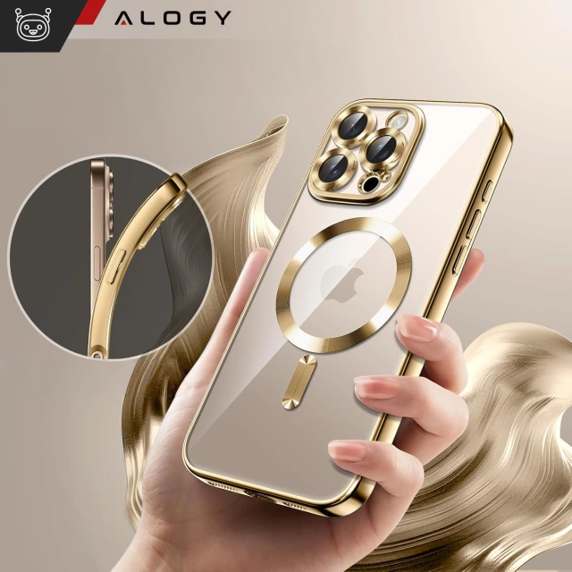Чохол MagSafe для Apple iPhone 16 Pro Alogy Glamour Luxury Ring Housing Gold-Transparent
