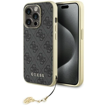 Etui Guess GUHCP15LGF4GGR pro iPhone 15 Pro 6,1" szary/šedé pevné pouzdro 4G Charms Collection