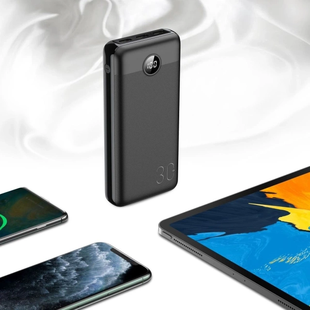 Powerbanka Externá batéria VEGER L30 - 30 000mAh LCD Quick Charge PD 20W čierna (W3008PD)