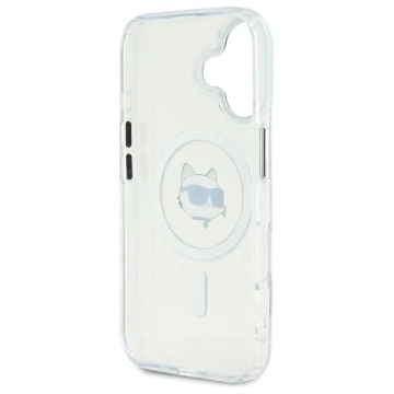 Чохол Karl Lagerfeld для iPhone 16 Plus 6.7" White MagSafe Hardcase IML Metal Choupette Head