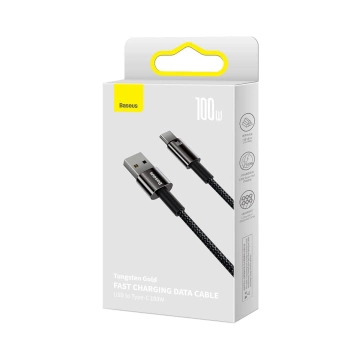 Baseus Tungsten Gold kábel USB-A - USB-C 480Mb/s 100W 1m čierny (CAWJ000001)