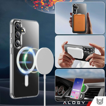 Puzdro pre Samsung Galaxy S23 FE Plus Mag Safe Hybrid Case Zadný kryt krytu Anti-Shock Clear Alogy Transparent Glass